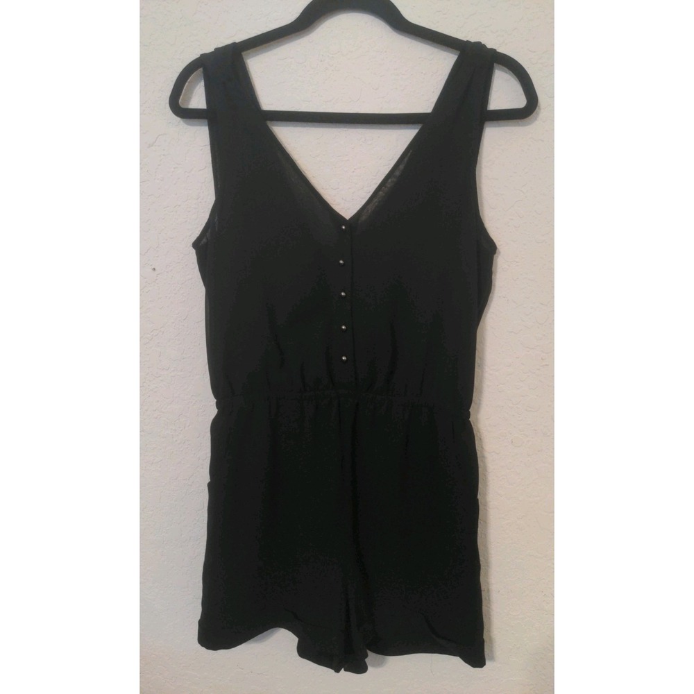 Forever 21 Women's Black Sheer Tank Top One Piece Romper Size S